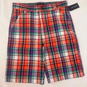 Nautica Plaid Bermuda Shorts Boys Size 12 NWT